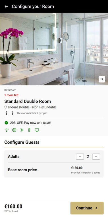 Bookassist Booking Platform room configuration step on mobile