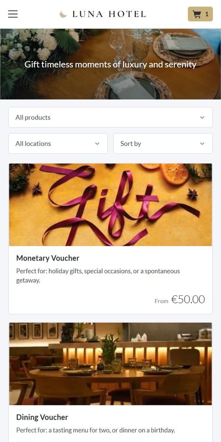 Bookassist Vouchers gift voucher shop on mobile