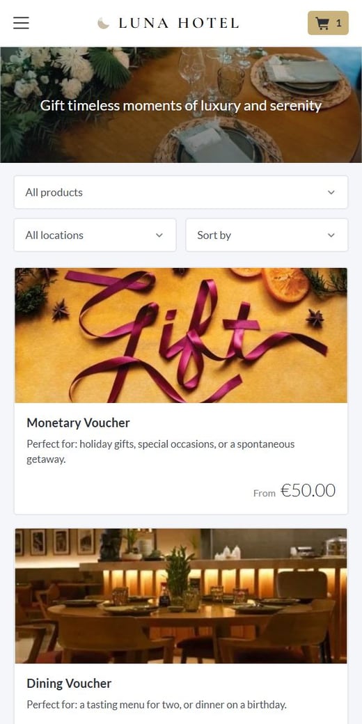 Bookassist Vouchers gift voucher shop on mobile