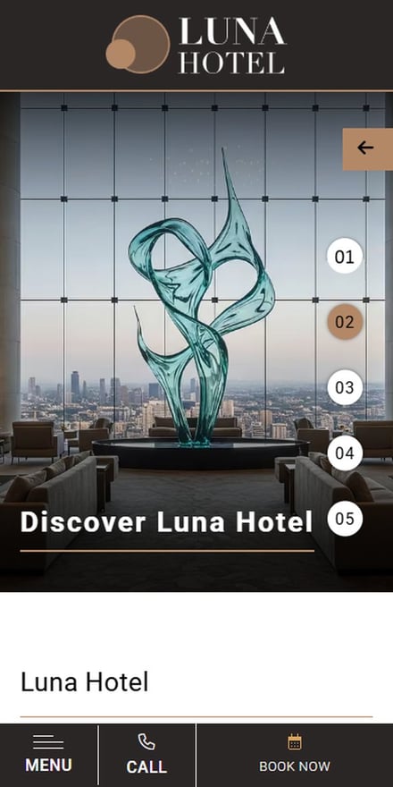 Hotel homepage on mobile, a Bookassist web design