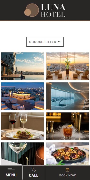 Hotel photo gallery on mobile with a filter