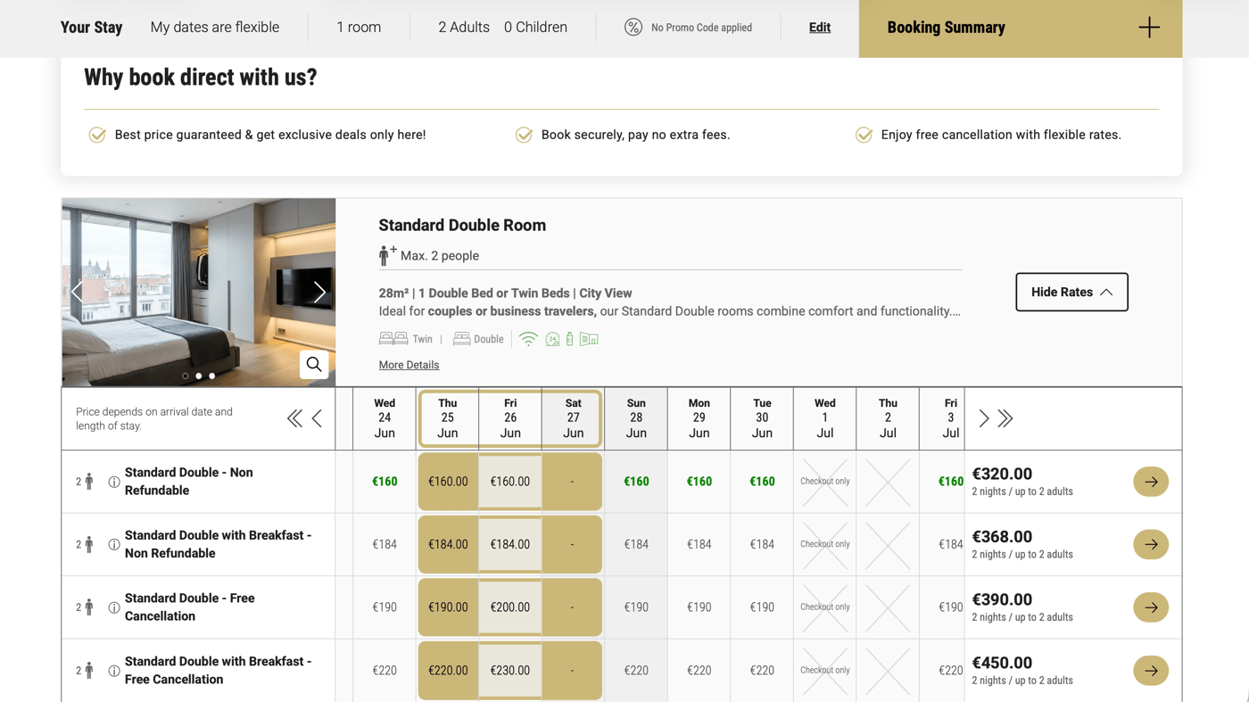 Flexible Dates View on Desktop